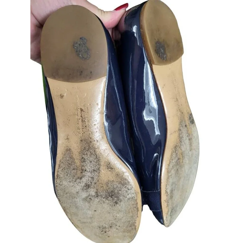 Salvatore Ferragamo Womens Varina Oxford Flat Shoes Blue Patent Leather Bow 7_6